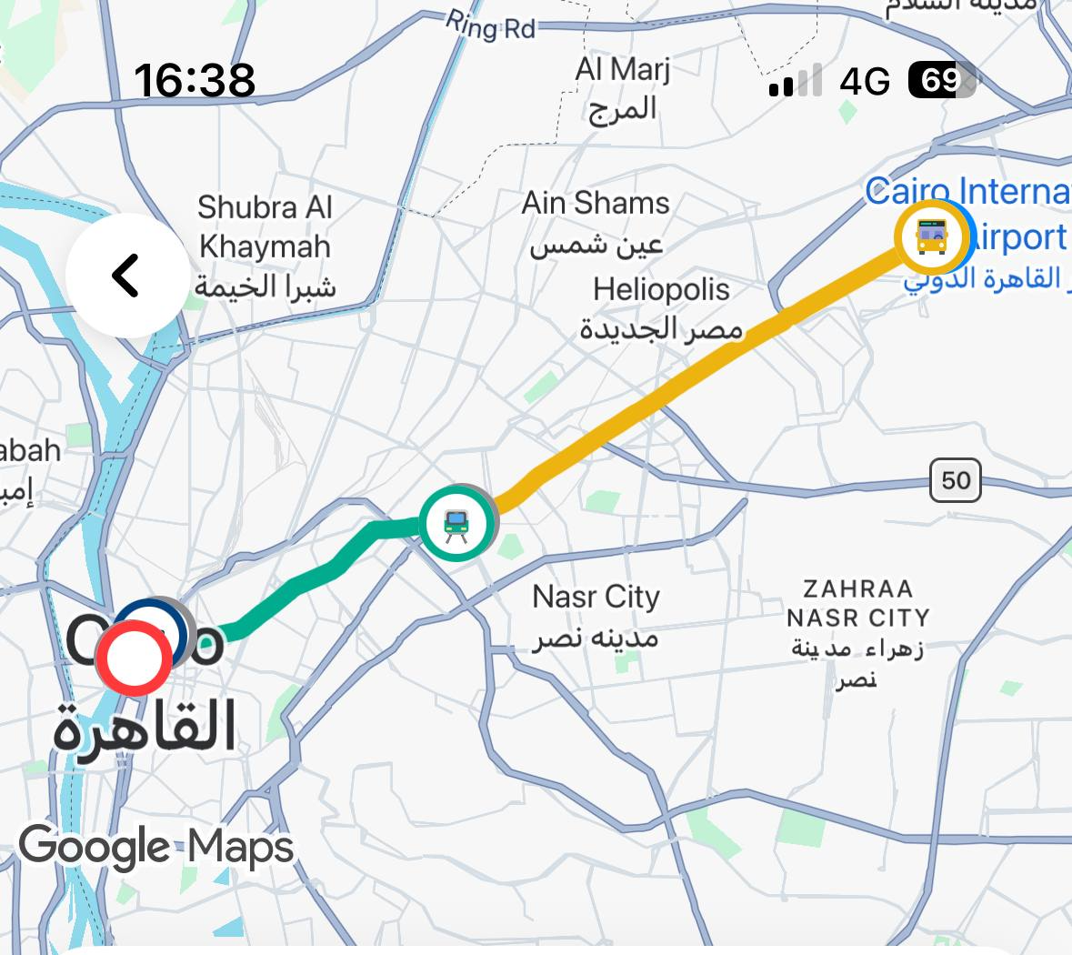 Route map: Sheraton Al Matar to Ismailia