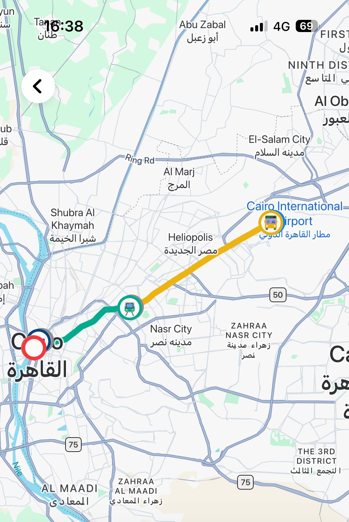 Route from Sheraton Al Matar to Ismailia across Cairo